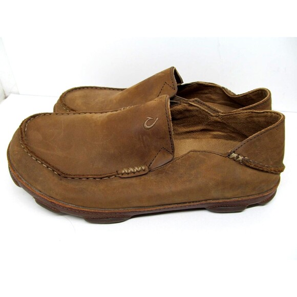 Olukai Moloa Mens Brown Leather Loafers Size US 8.5 EUR 41.5 main image 8